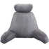 Reading Pillow, Large Bed Pillow with Removable Headrest, Back Pillow with 3 Pockets, Shredded Memory Foam and Washable Short Velvet Cloth, Side with Handles for Reading, Gaming, Resting, Grey