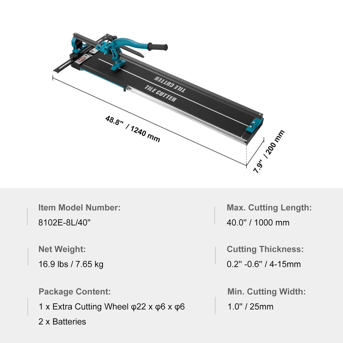 1000mm Manual Tile Cutter Porcelain Ceramic Cutter with Tungsten Wheel