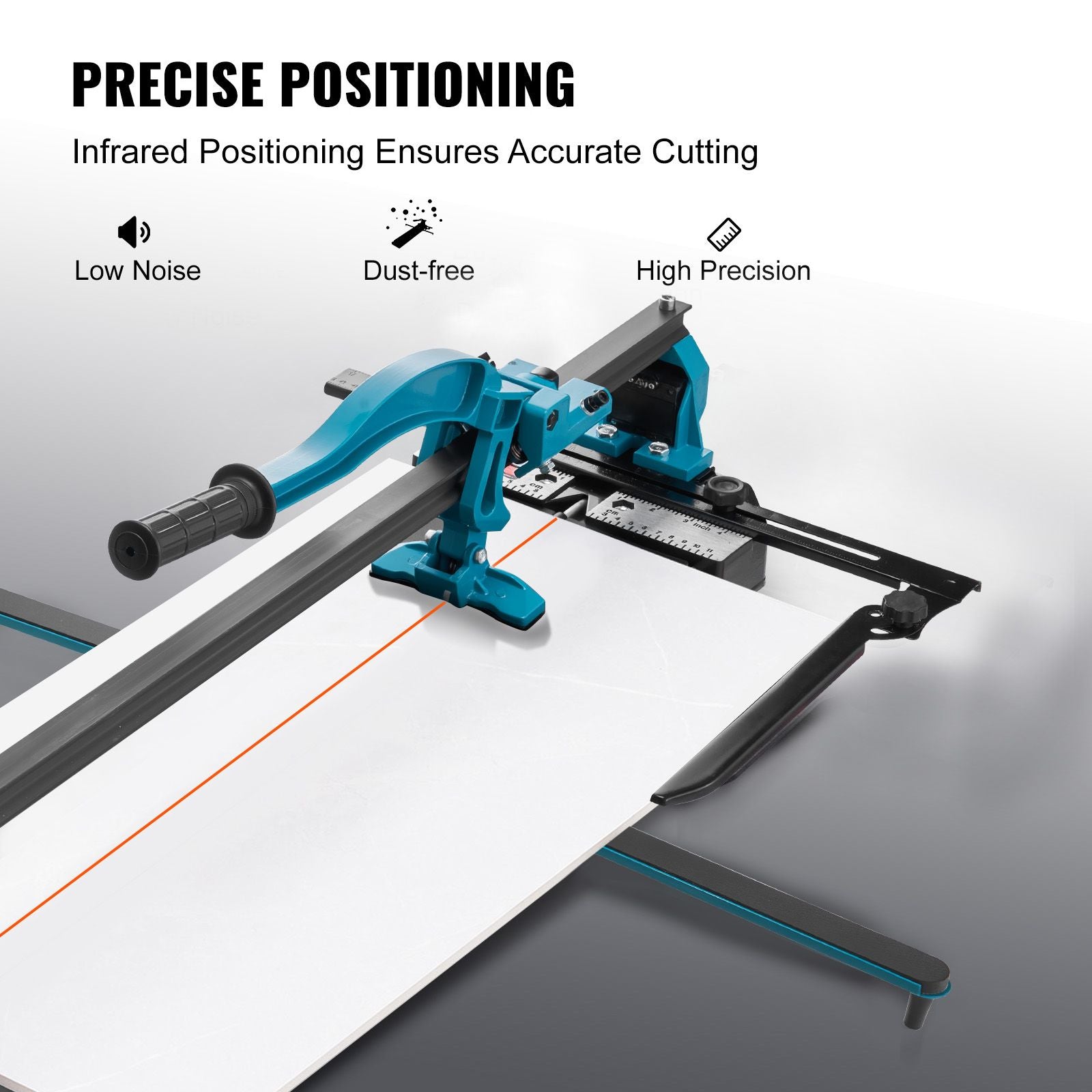 Manual Tile Cutter, 1200mm, Porcelain Ceramic Tile Cutter with Tungsten Carbide Cutting Wheel, Infrared Positioning, Anti-Skid Feet, Durable Rails for professional installers or beginners