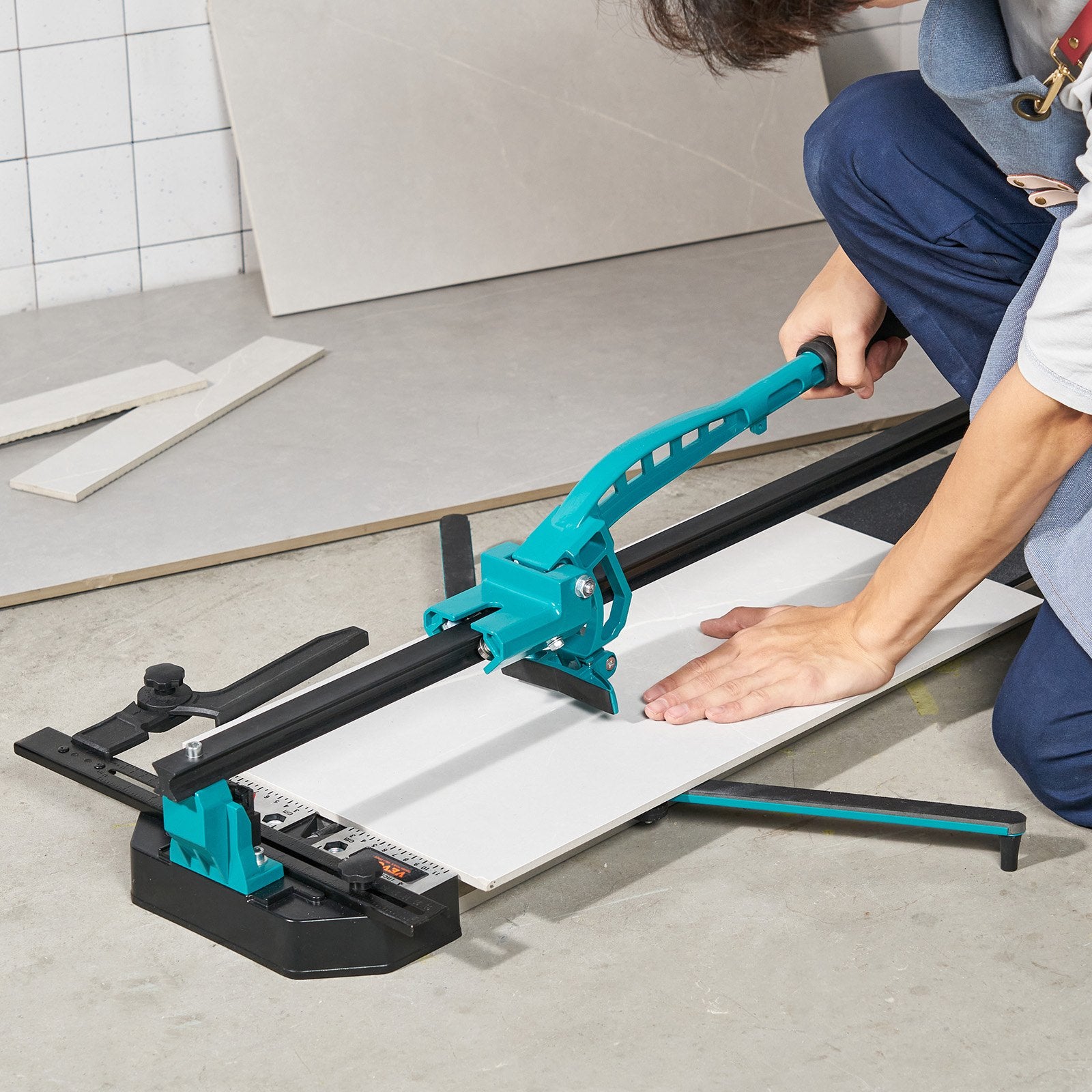 Manual Tile Cutter, 1200mm, Porcelain Ceramic Tile Cutter with Tungsten Carbide Cutting Wheel, Infrared Positioning, Anti-Skid Feet, Durable Rails for professional installers or beginners