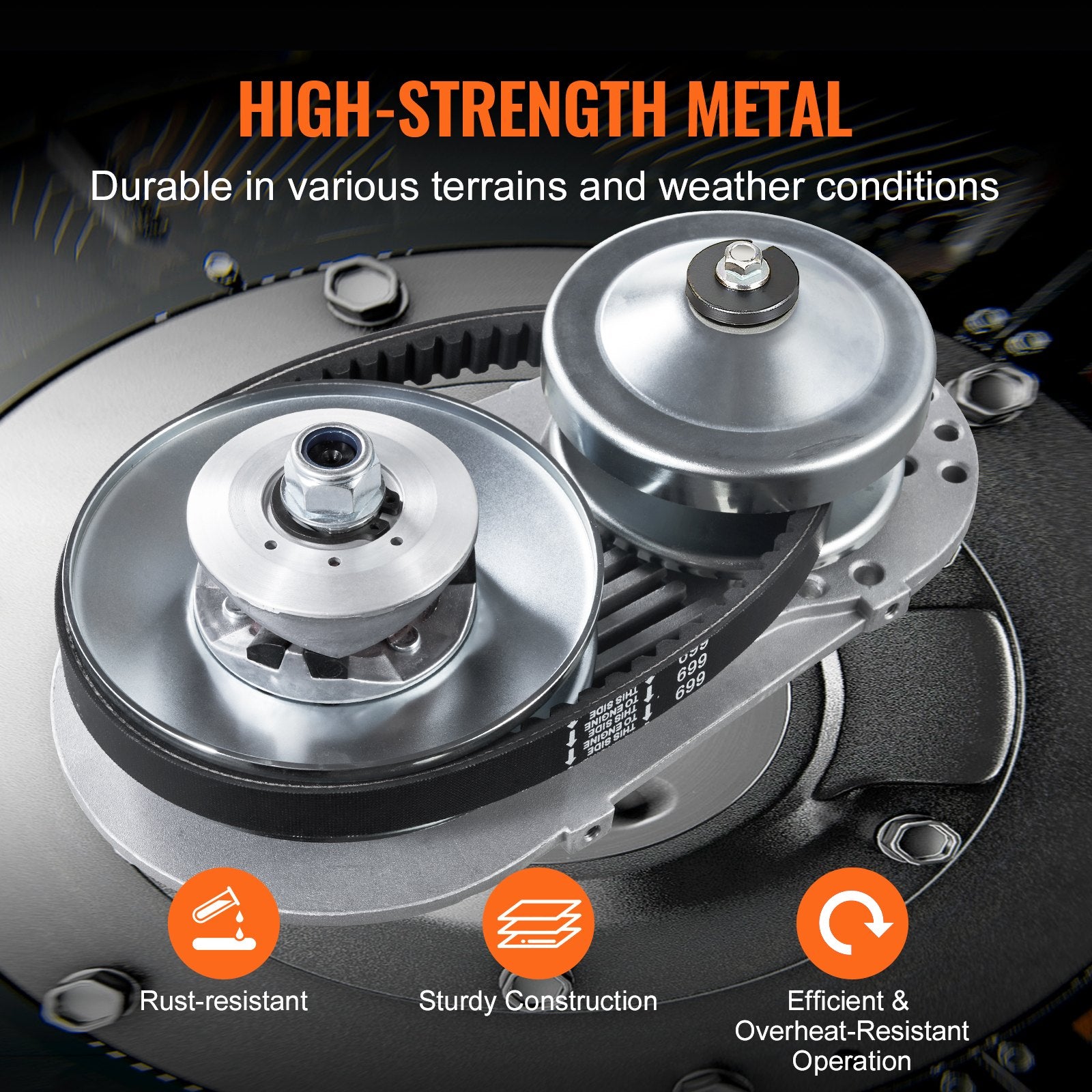 Drive Clutch, 2-8HP Engine, 2000 RPM High-Strength Drive Clutch with Asymmetric Designed Wheels & Robust Rubber Belt, Sturdy & Durable Clutch with Full Accessories, Fit for Various Engines