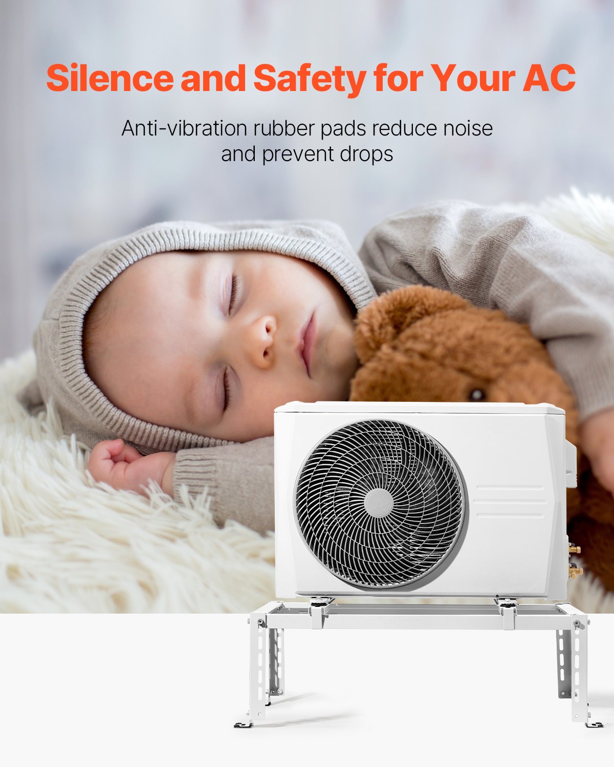 Mini Split Ground Stand Adjustable Anti Vibration for 9000-24000 BTU