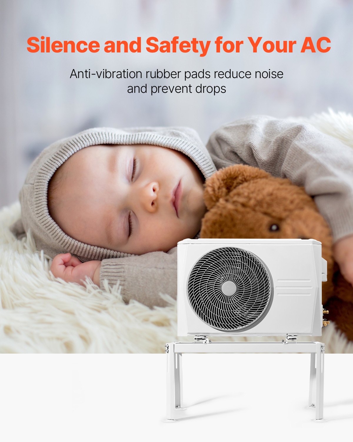 Mini Split Ground Stand Adjustable for 9000-24000 BTU 200kg Load