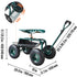 Garden Cart Rolling Workseat with Wheels, Gardening Stool for Planting, 360 Degree Swivel Seat, Wagon Scooter with Steering Handle & Utility Tool Tray, Use for Patio, Yard, and Outdoors, Green
