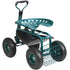 Garden Cart Rolling Workseat with Wheels, Gardening Stool for Planting, 360 Degree Swivel Seat, Wagon Scooter with Steering Handle & Utility Tool Tray, Use for Patio, Yard, and Outdoors, Green