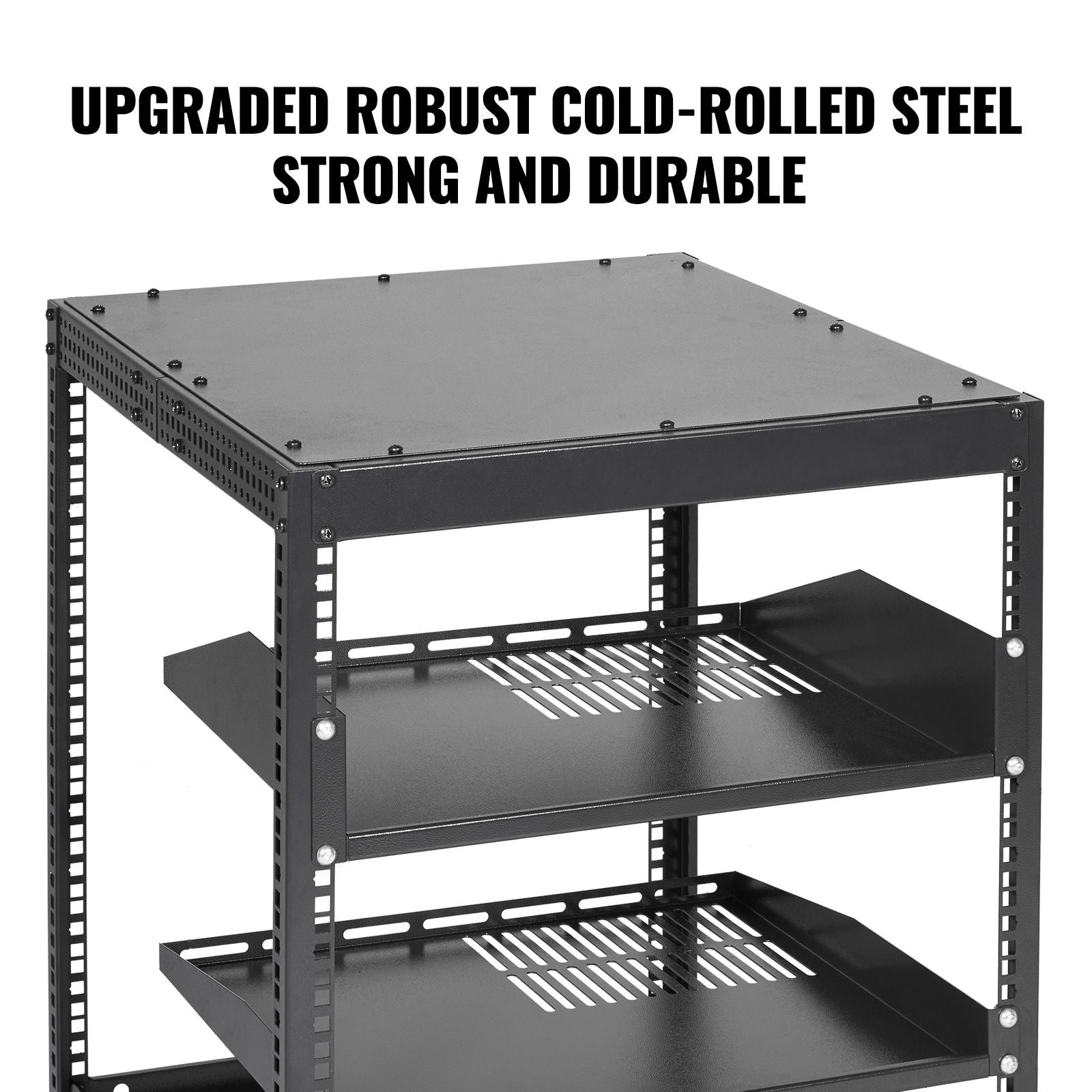 12U Open Frame Server Rack, 15''-40'' Adjustable Depth, Free Standing or Wall Mount Network Server Rack, 4 Post AV Rack with Casters, Holds All Your Networking IT Equipment AV Gear Router Modem