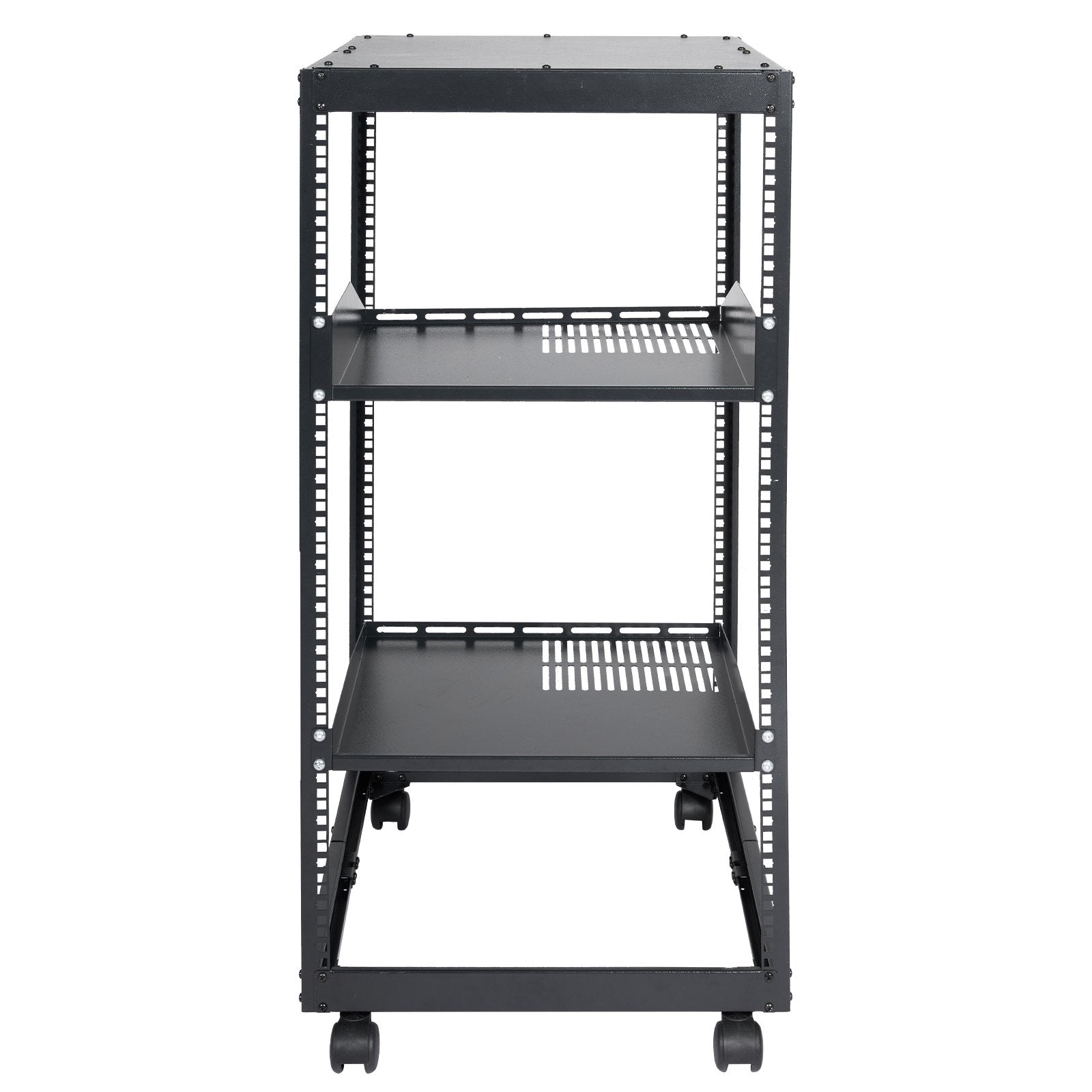 20U Open Frame Server Rack, 15''-40'' Adjustable Depth, Free Standing or Wall Mount Network Server Rack, 4 Post AV Rack with Casters, Holds All Your Networking IT Equipment AV Gear Router Modem