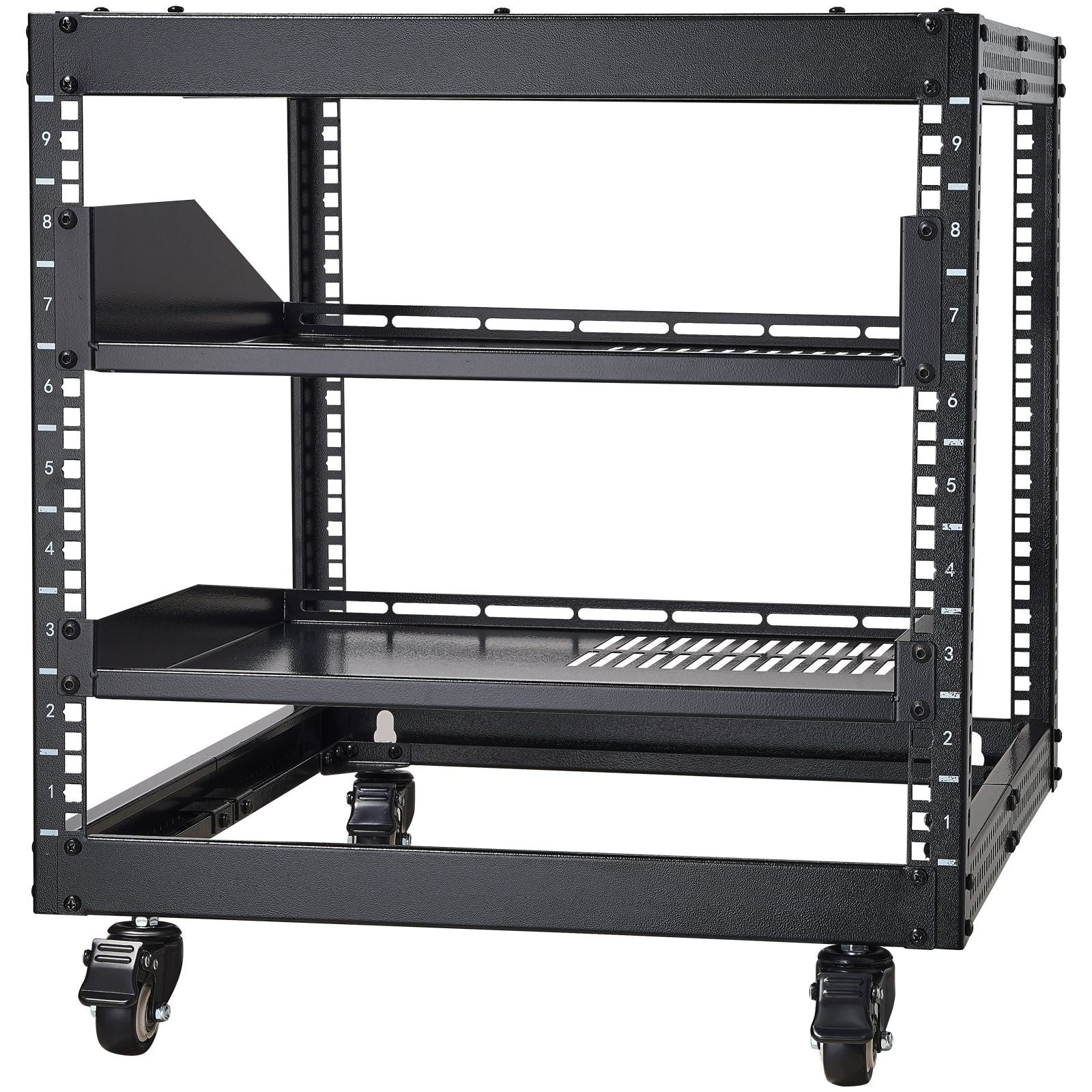 9U Open Frame Server Rack Adjustable Depth 4 Post Network Equipment Rack