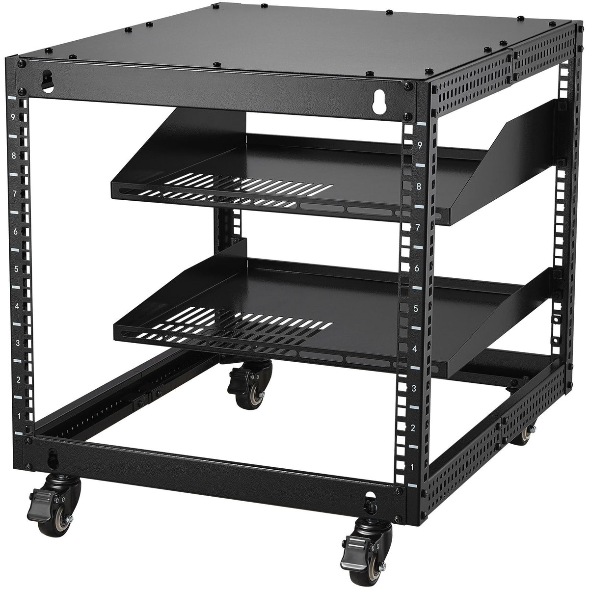 9U Open Frame Server Rack Adjustable Depth 4 Post Network Equipment Rack