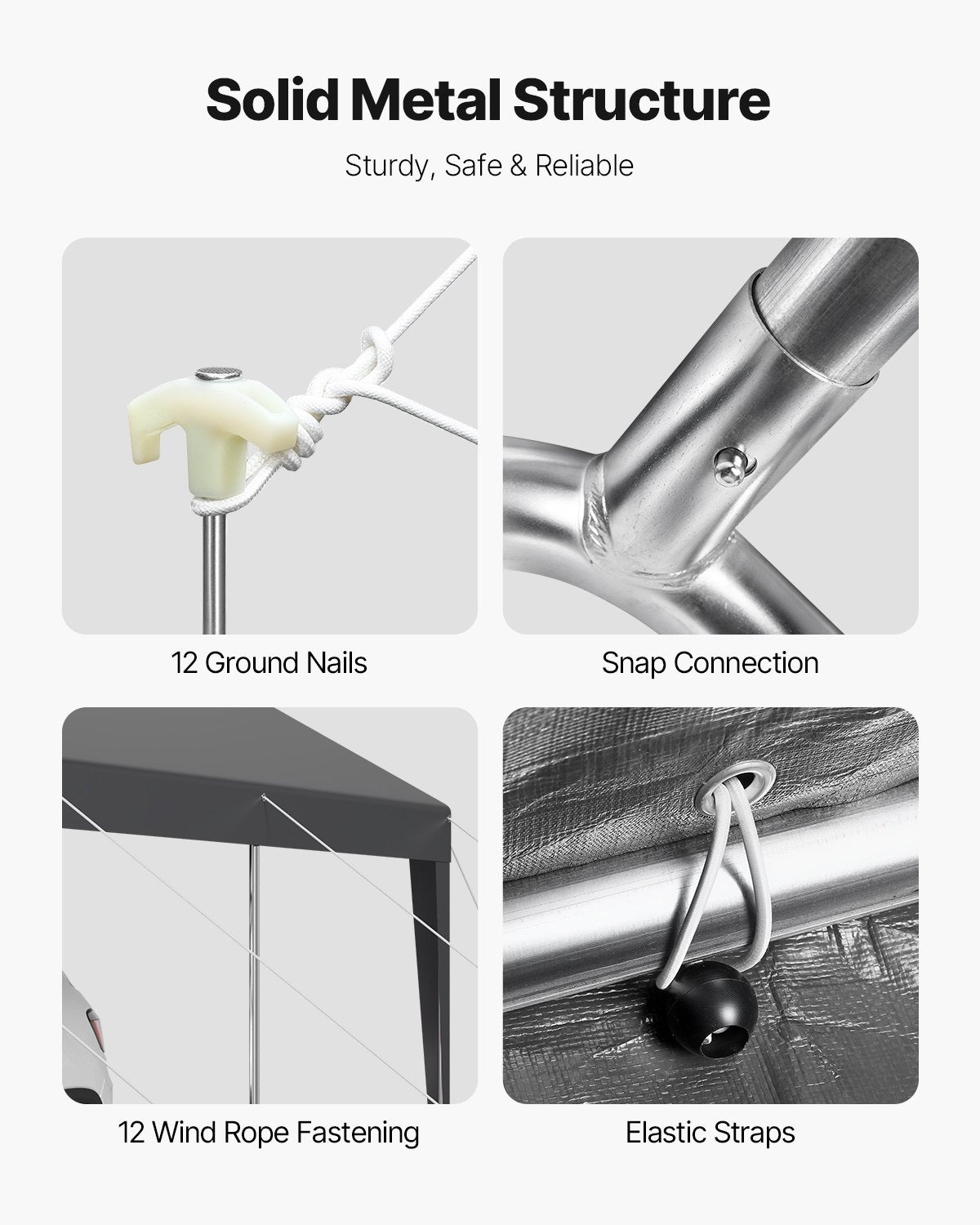 Carport Car Canopy 10 x 20 FT Heavy Duty Portable Car Shelter Tent Grey