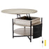 Lift Top Round Coffee Table 35.3in White with Hidden Storage Compartment