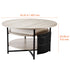 Lift Top Round Coffee Table 35.3in White with Hidden Storage Compartment