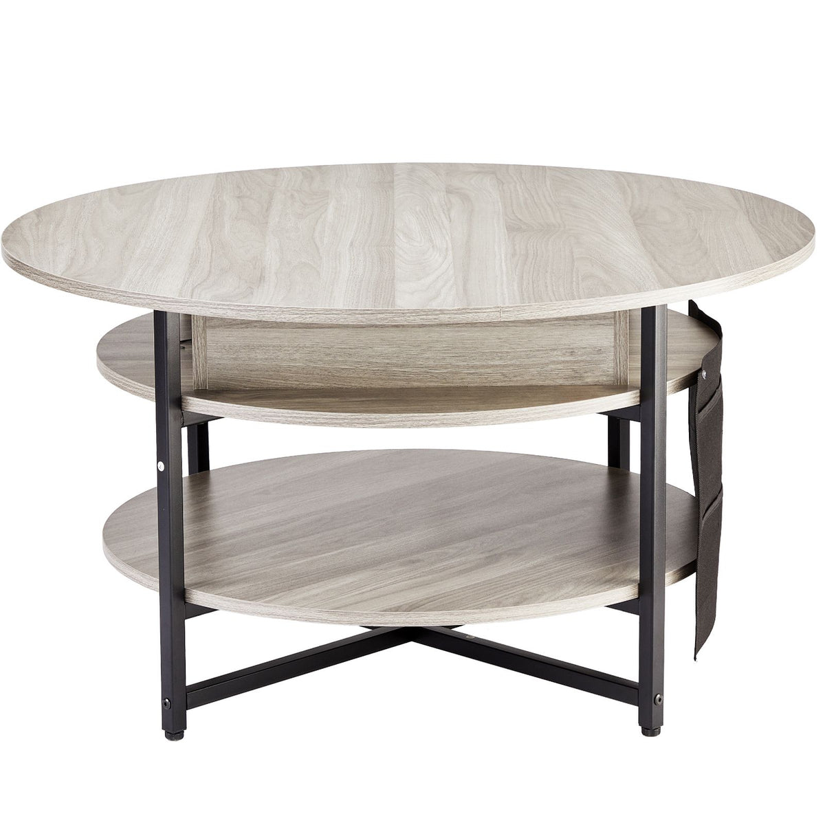 Lift Top Round Coffee Table 35.3in White with Hidden Storage Compartment