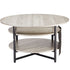 Lift Top Round Coffee Table 35.3in White with Hidden Storage Compartment