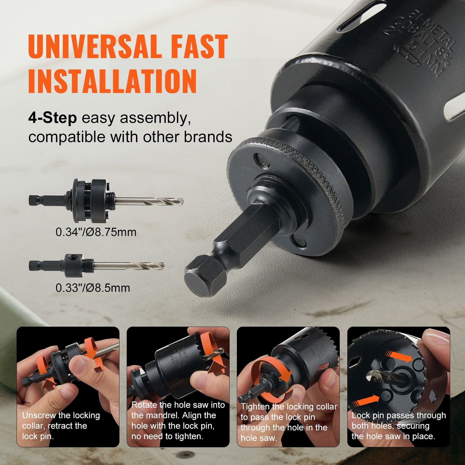 Hole Saw Kit, 18 PCS Saw Blades, 6 Drill Bits, 1 Hex Wrench, Bi Metal M42 Hole Saw Set with Carrying Case, General Purpose Size from 3/4" to 4-1/2", Ideal for Wood Board, Iron and Plastic Plate