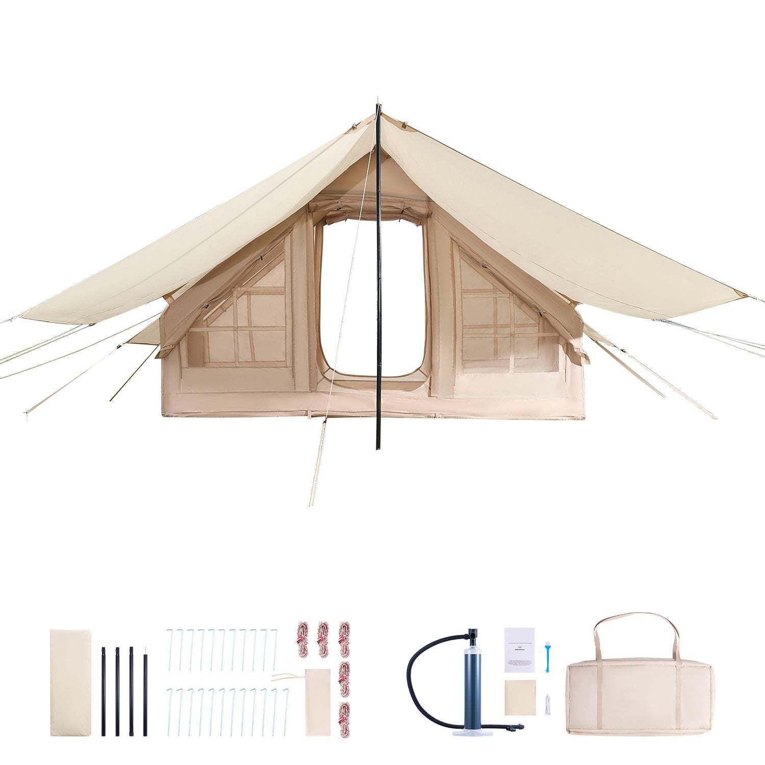 3-5 Person Inflatable Camping Tent 4 Season Oxford Air Tent with Canopy
