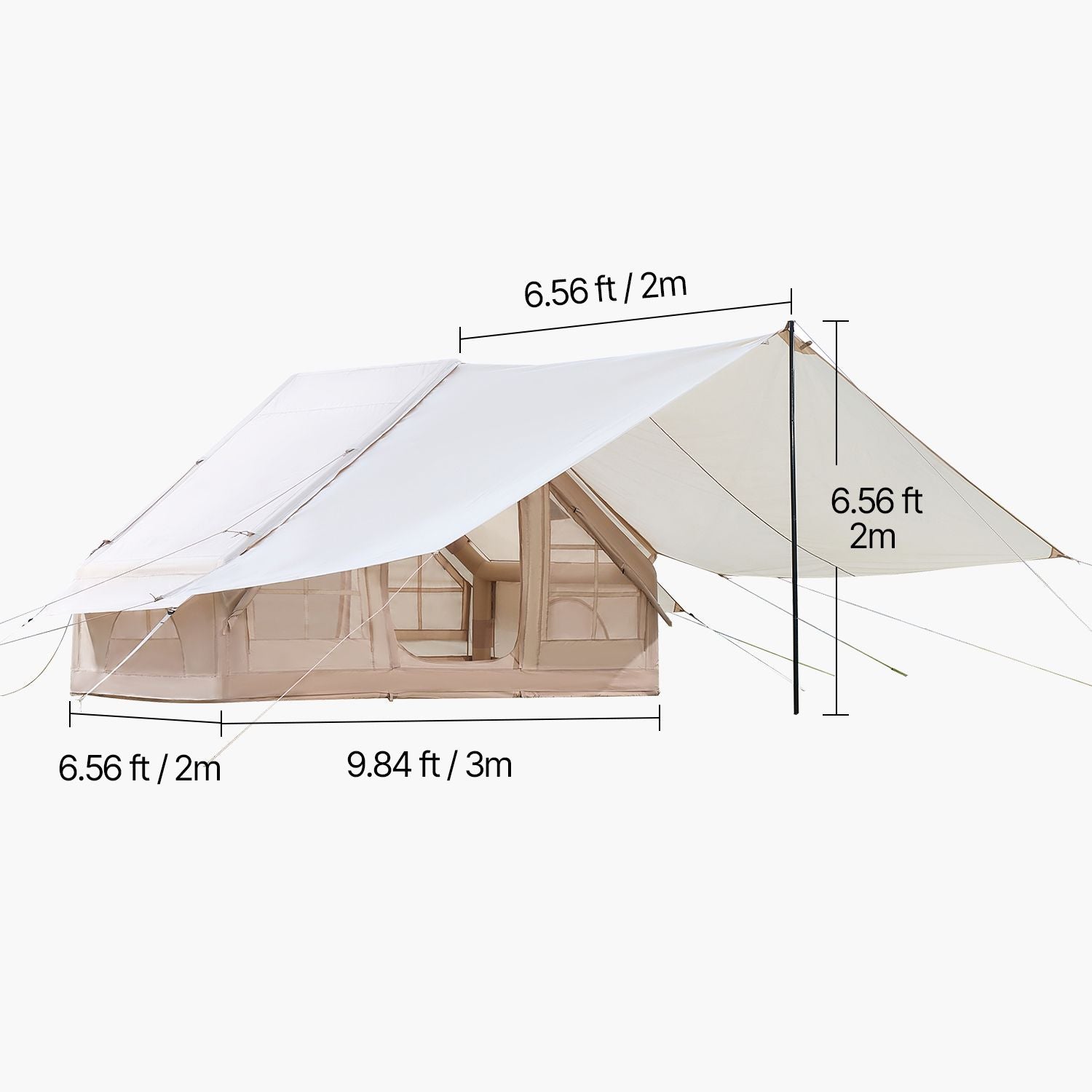 3-5 Person Inflatable Camping Tent 4 Season Oxford Air Tent with Canopy