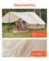 Inflatable Tents for Camping, 3-5 Person Easy Setup Blow up Tent with Hand Pump, 300D Oxford 4 Season Glamping Tent with Canopy, Stove Jack, 2 Doors & 2 Mesh Windows (Storage Bag Included)