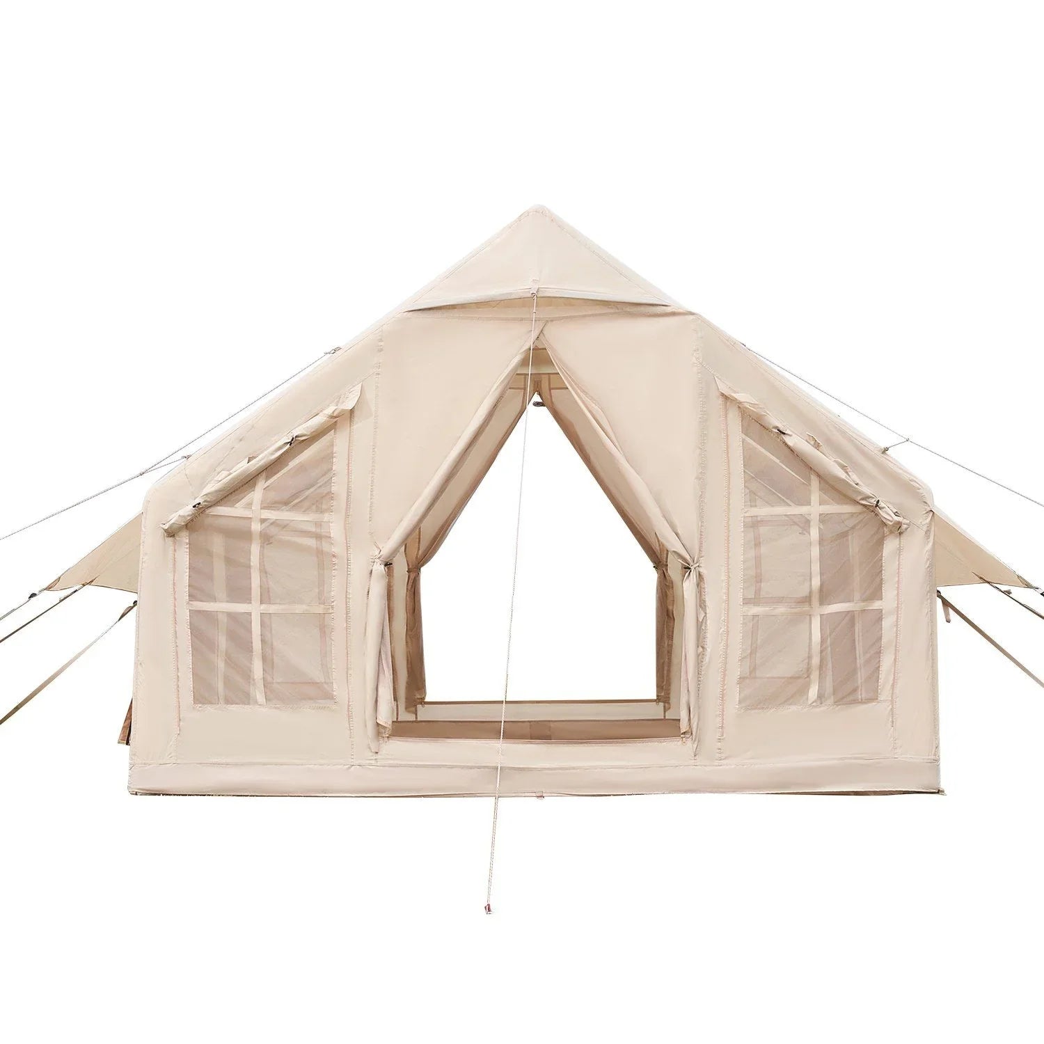 Inflatable Tents for Camping, 4-6 Person Easy Setup Blow up Tent with Hand Pump, 300D Oxford 4 Season Glamping Tent with Stove Jack 2 Doors & 4 Mesh Windows, Storage Bag Included for Easy Taking