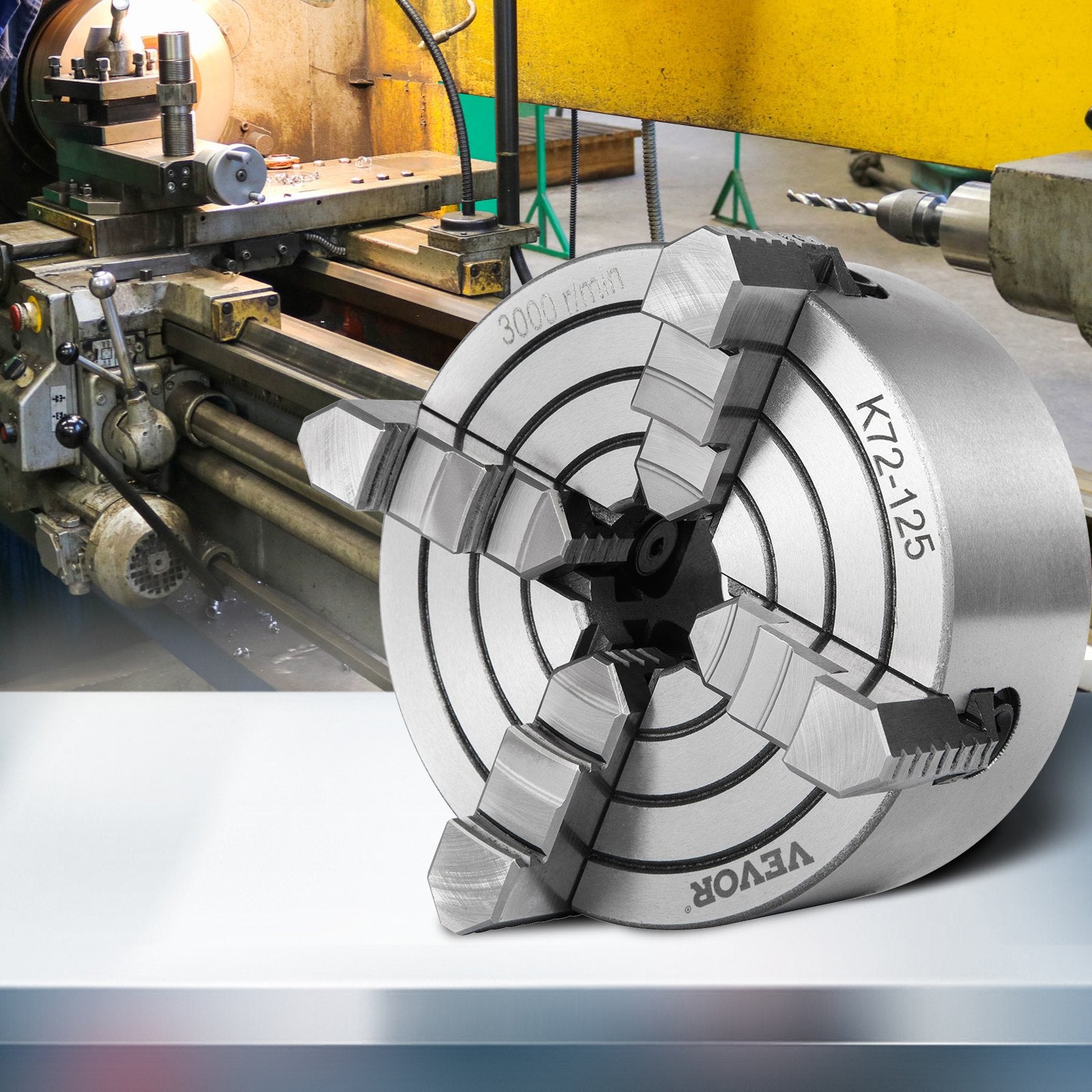 Metal Lathe Chuck 4-Jaw Independent 5 inch Cast Iron Milling Turning CNC