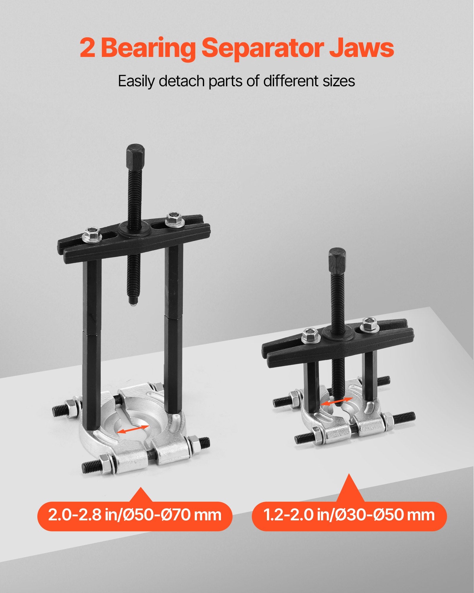 Bearing Puller Kit, 14-Piece 5 Ton Capacity Bearing Separator, Pinion Wheel Bearing Removal Kit with 50 mm and 70 mm Jaws, Bearing Puller Set, Heavy Duty Bearing Splitter Tool Kit with Case