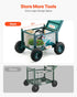 Rolling Garden Cart with Seat, Metal Rolling Garden Work Seat with Wheels, Supports up to 181 kg, Heavy Duty Gardening Cart Scooter, Outdoor Wagon & Stool on Wheels for Lawn, Patio, Backyard