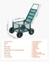 Rolling Garden Cart with Seat, Metal Rolling Garden Work Seat with Wheels, Supports up to 181 kg, Heavy Duty Gardening Cart Scooter, Outdoor Wagon & Stool on Wheels for Lawn, Patio, Backyard
