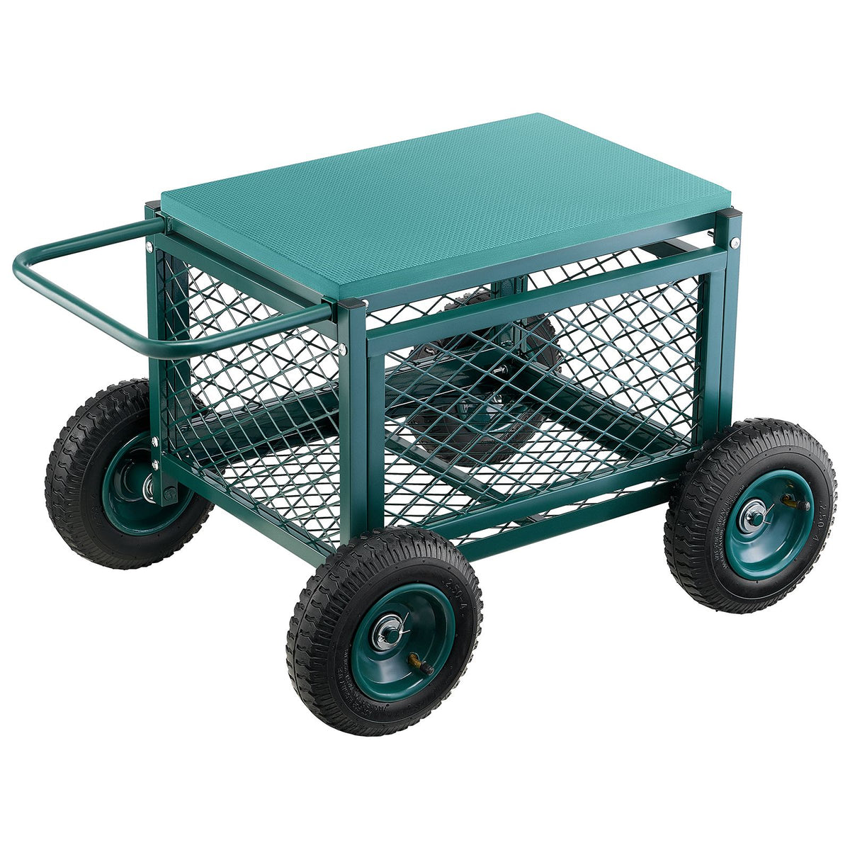 Rolling Garden Cart with Seat 181kg Heavy Duty Metal Garden Scooter Wheels