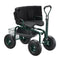 Rolling Garden Cart with Swivel Seat Wheels Extendable Handle Storage Box