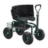 Rolling Garden Cart with Swivel Seat Wheels Extendable Handle Storage Box