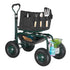 Rolling Garden Cart with Swivel Seat Wheels Extendable Handle Storage Box