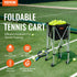 Foldable Tennis Ball Hopper, Holds 150 Tennis Balls, Lightweight Aluminum Alloy Tennis Ball Basket Cart with Wheels, Removable Bag, Carry Bag, Portable Sports Teaching Cart for Tennis Player