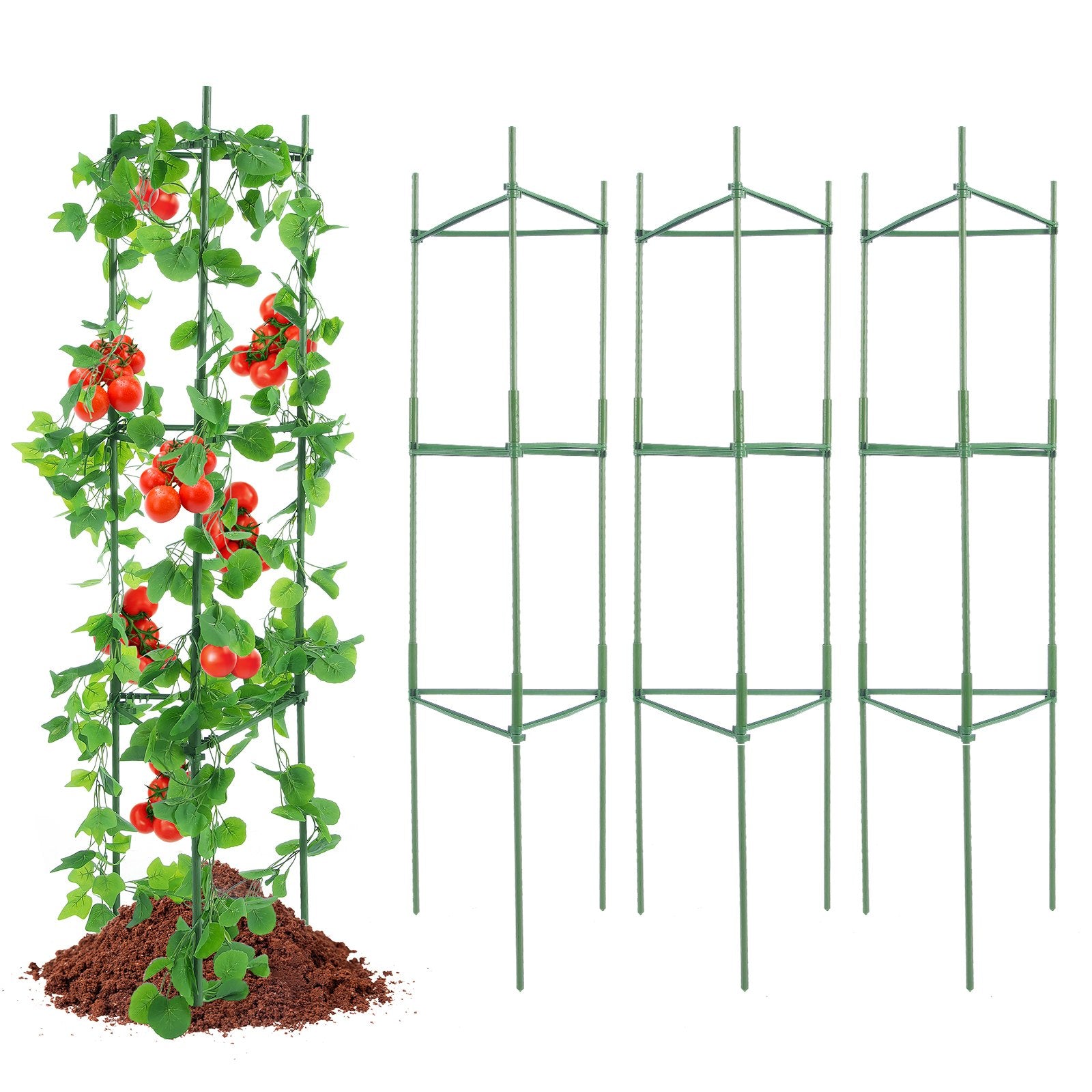 6 Packs Tomato Cages for Garden, 1230 mm Tomato Trellis Plant Stakes Support, Stackable Tall Plant Support Cage, for Raised Garden Bed, Vegetables Flowers and Climbing Plants