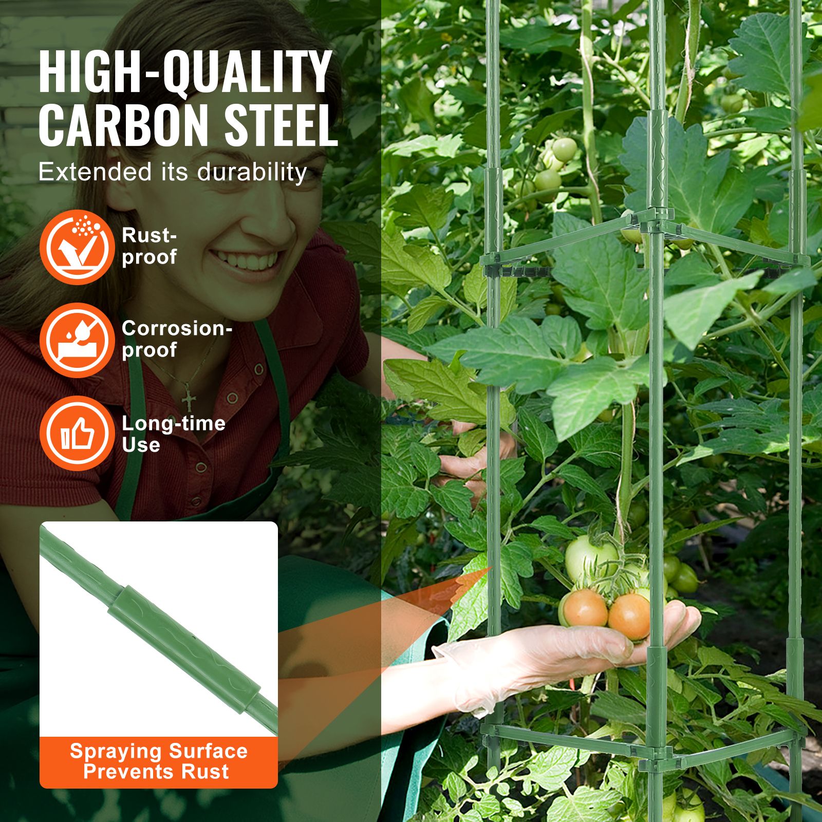 4 Packs Tomato Cages for Garden 1620 mm Tomato Plant Stakes Support Cage