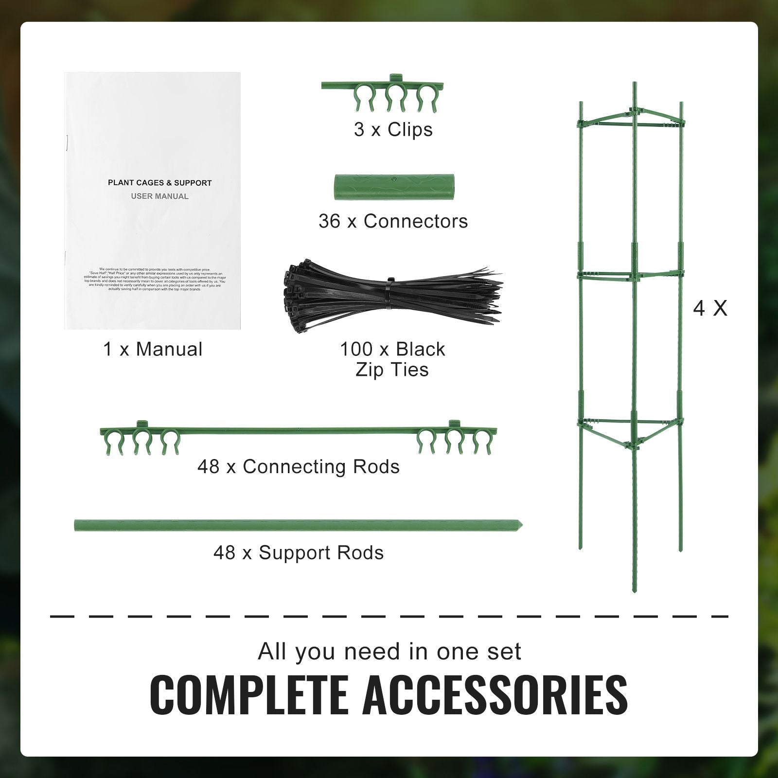 4 Packs Tomato Cages for Garden 1620 mm Tomato Plant Stakes Support Cage