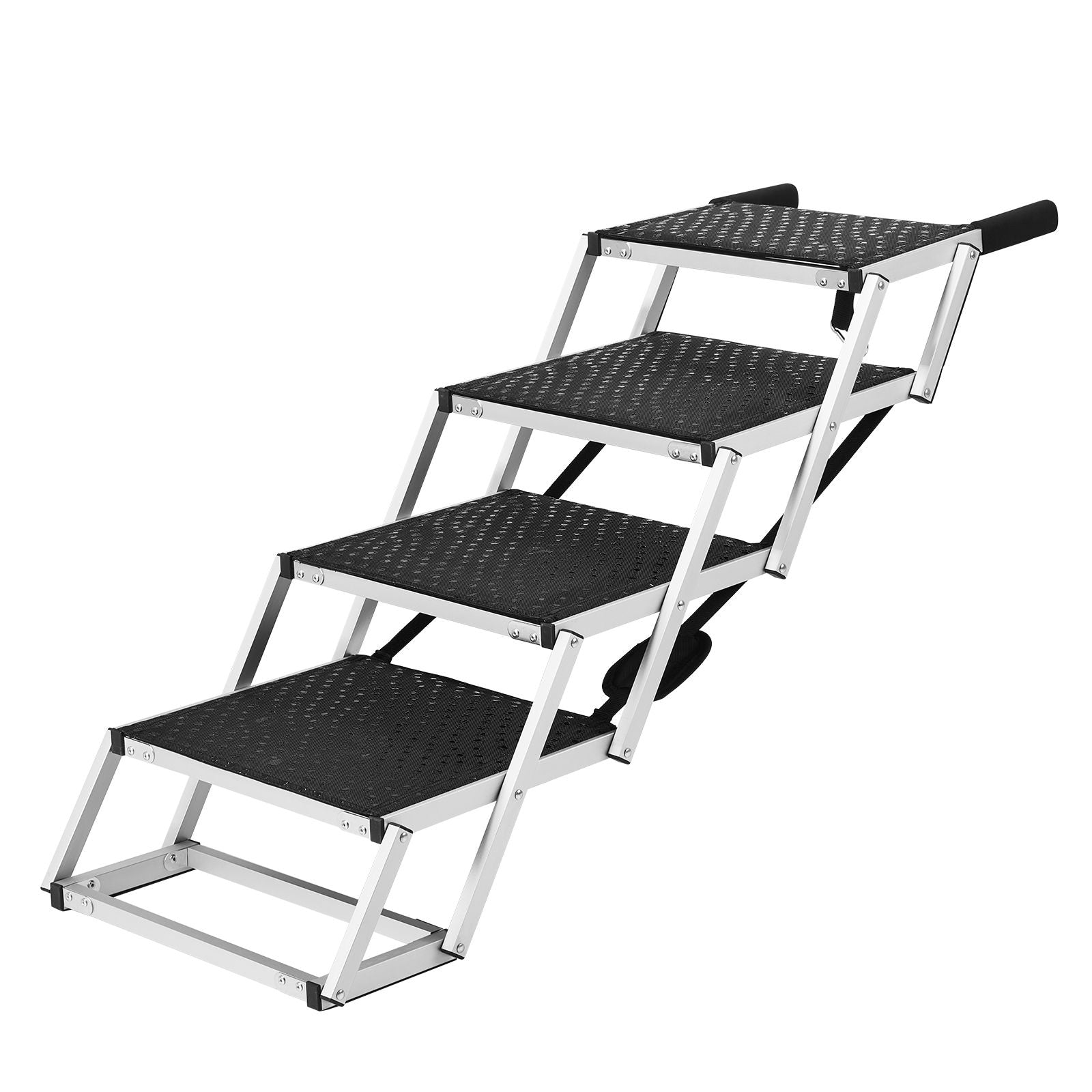 Dog Stair for Cars 4-step Folding Dog Steps Aluminum Loads up to 150 lbs, Foldable 24-25.4 in Adjustable Height