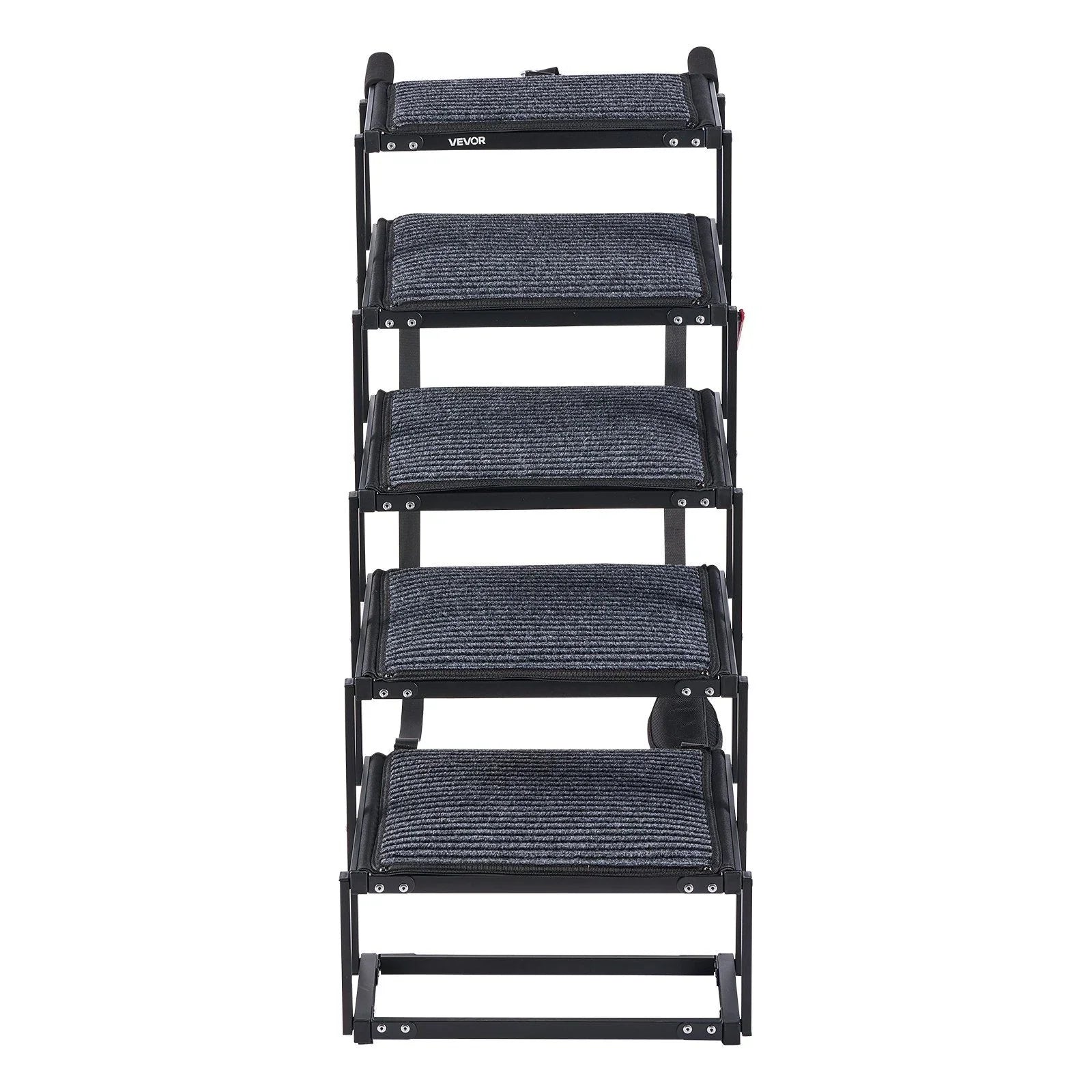 Dog Stairs for Car, 5 Steps Extra Wide Foldable Dog Ramp for Large Dogs with Non-Slip Rug Surface, Portable Lightweight Pet Ladder for Car, SUV, Truck, High Beds, Sofas, Support up to 91 kg