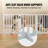 60in Foldable Freestanding Dog Gate Wooden Pet Barrier 3 Panel Indoor White