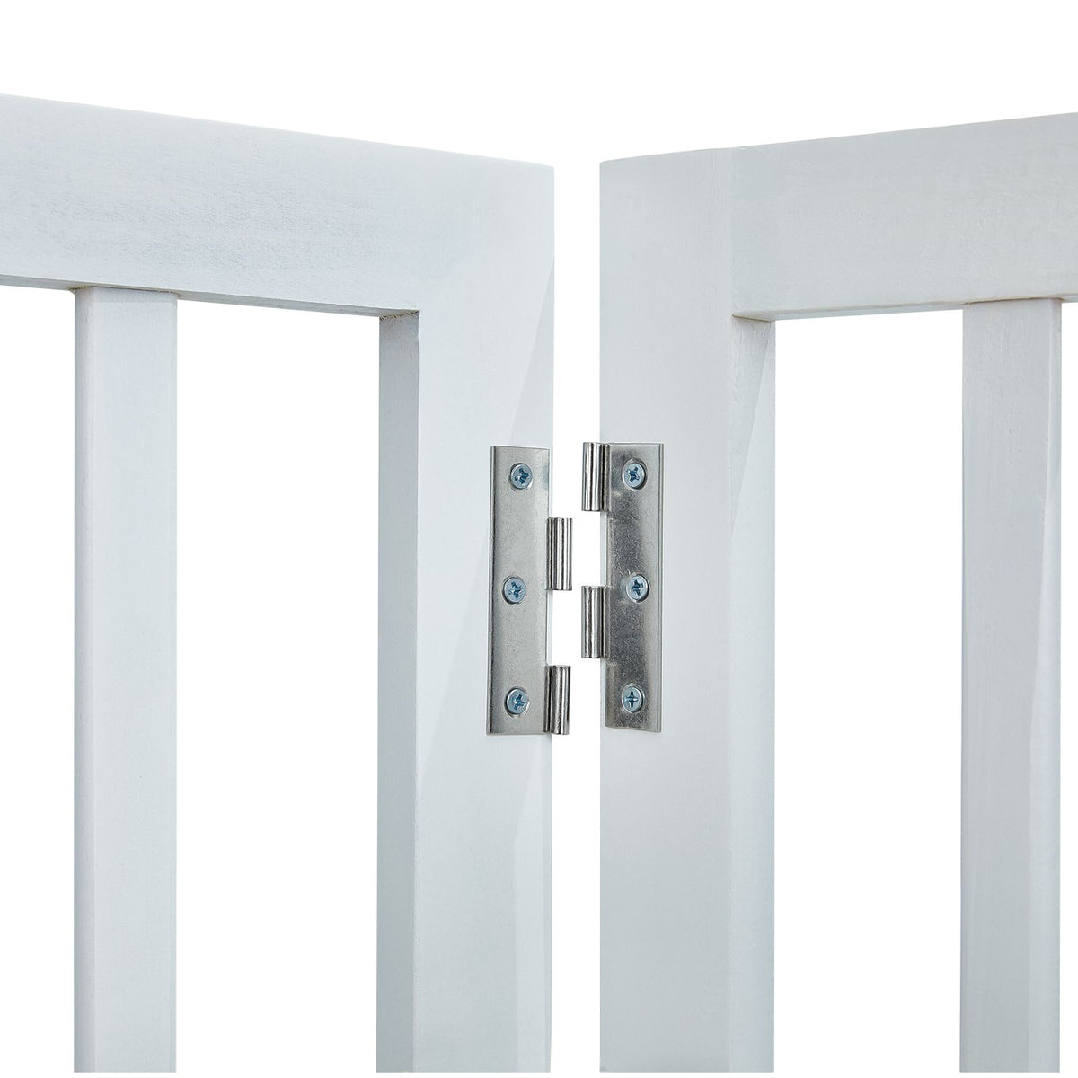 60in Foldable Freestanding Dog Gate Wooden Pet Barrier 3 Panel Indoor White