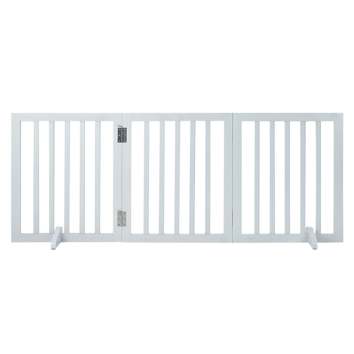 60in Foldable Freestanding Dog Gate Wooden Pet Barrier 3 Panel Indoor White