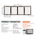 Free Standing Dog Gate 32x96.5 inch Freestanding Pet Gate Foldable Brown