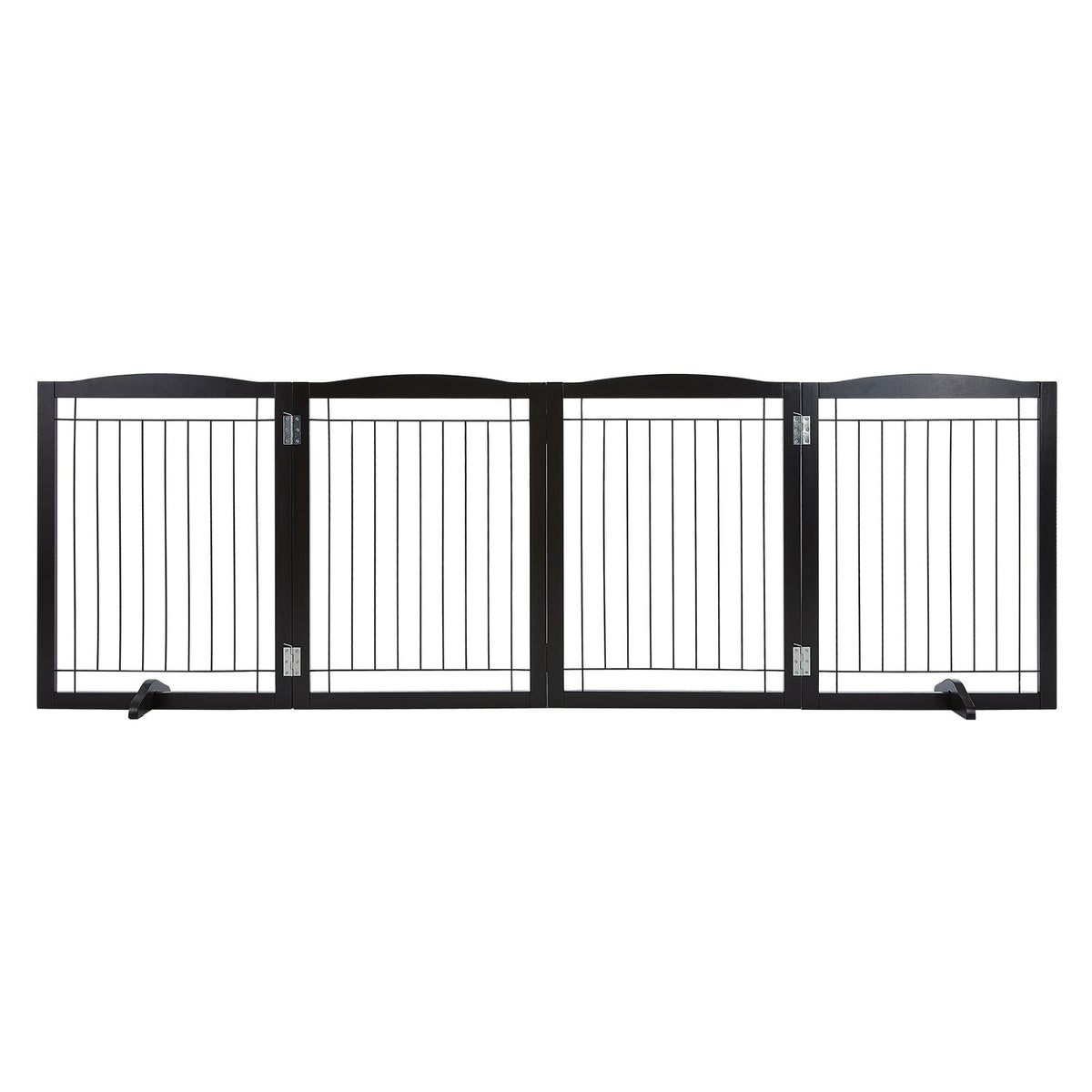 Free Standing Dog Gate 32x96.5 inch Freestanding Pet Gate Foldable Brown