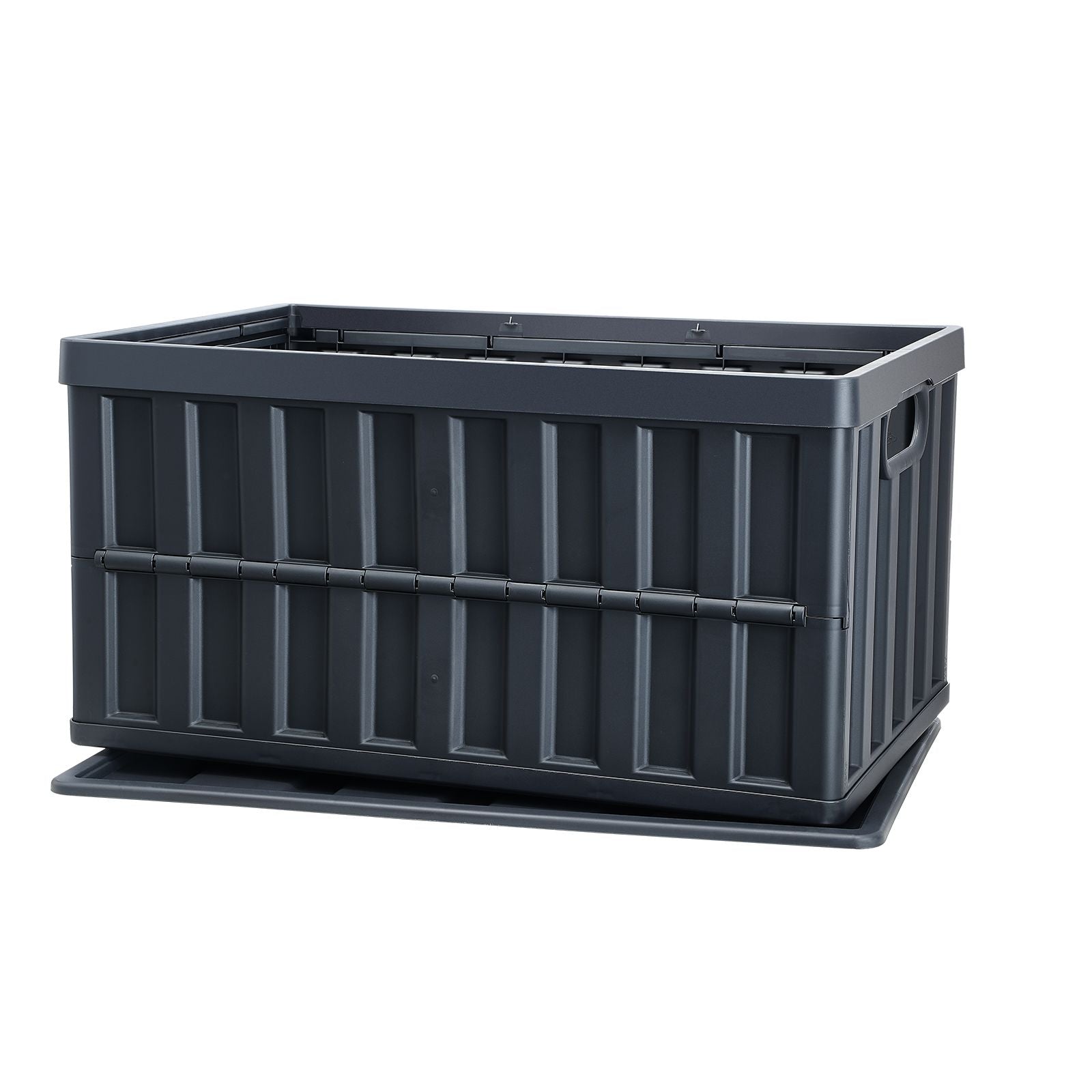 65L Collapsible Storage Bins with Lids 3 Pack Folding Stackable Crates