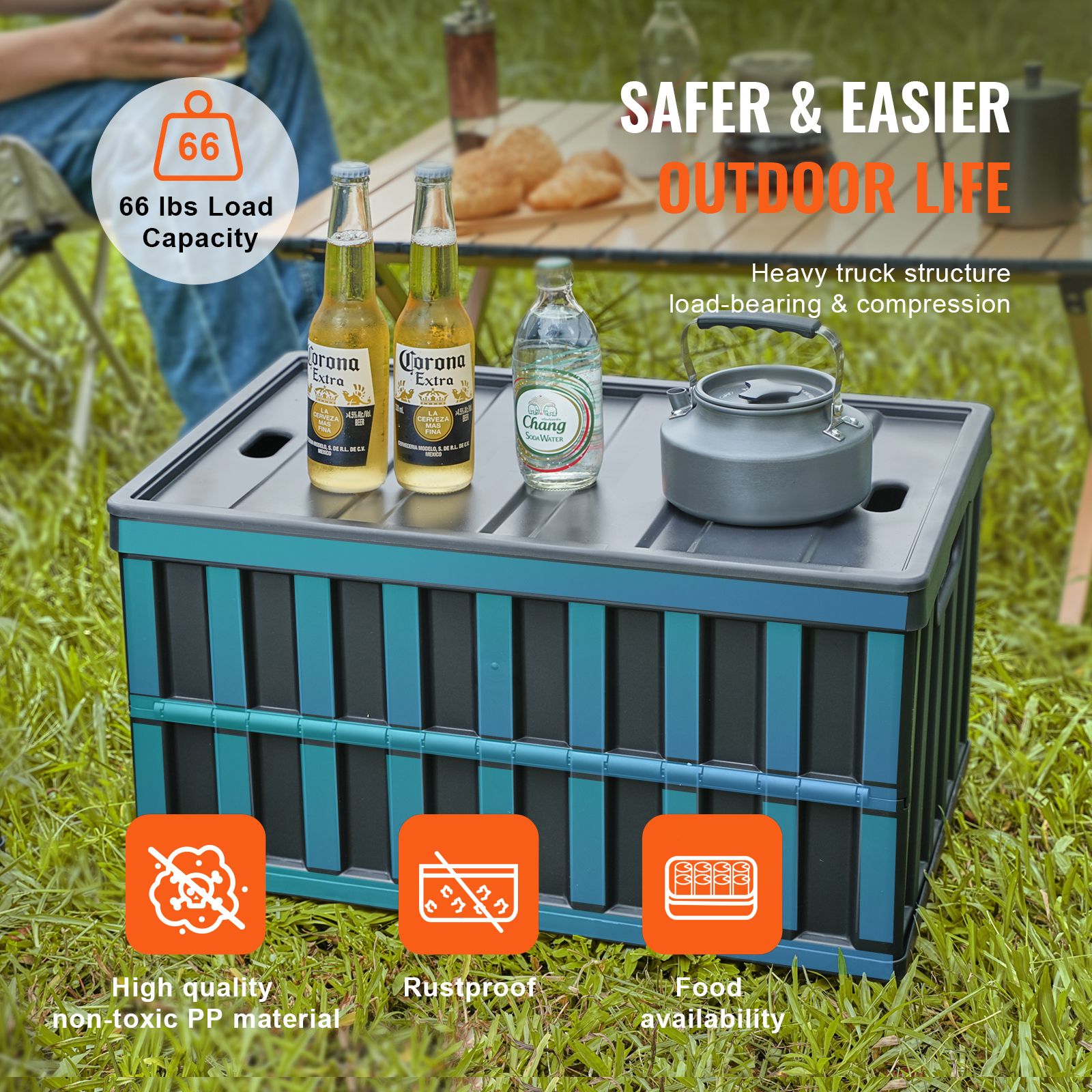65L Collapsible Storage Bins with Lids 3 Pack Folding Stackable Crates