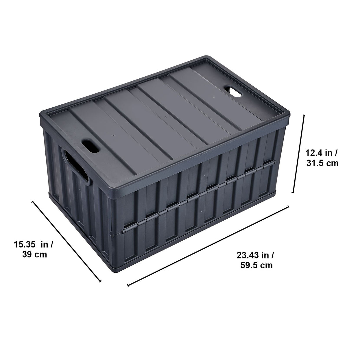 65L Collapsible Storage Bins with Lids 3 Pack Folding Stackable Crates