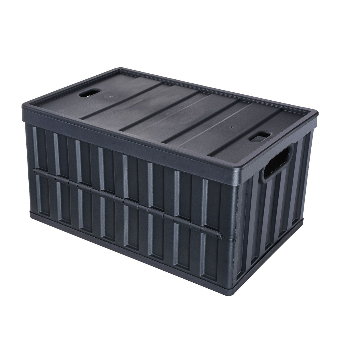 65L Collapsible Storage Bins with Lids 3 Pack Folding Stackable Crates