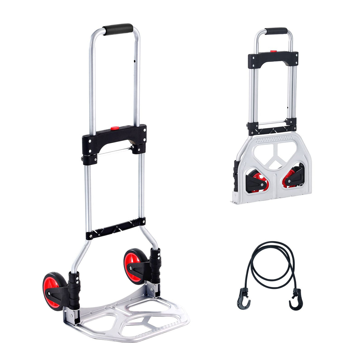 80kg Folding Hand Truck Aluminum Dolly Cart with Telescopic Handle