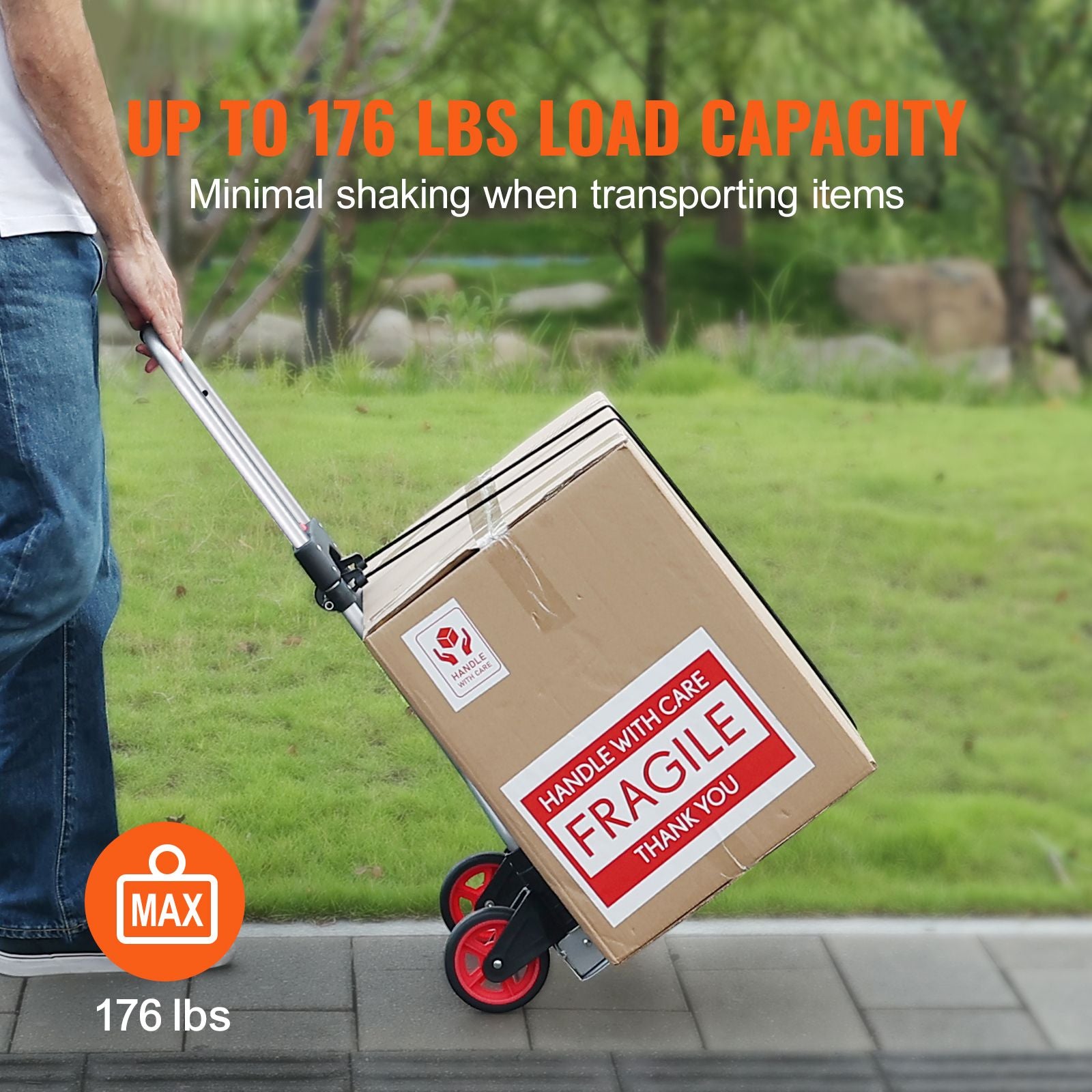 80kg Folding Hand Truck Aluminum Dolly Cart with Telescopic Handle