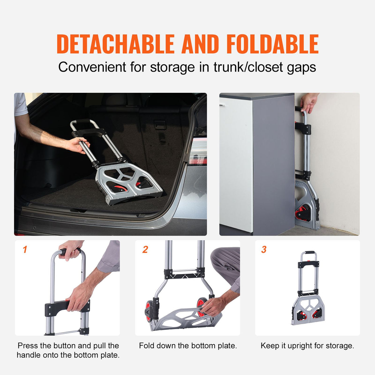80kg Folding Hand Truck Aluminum Dolly Cart with Telescopic Handle