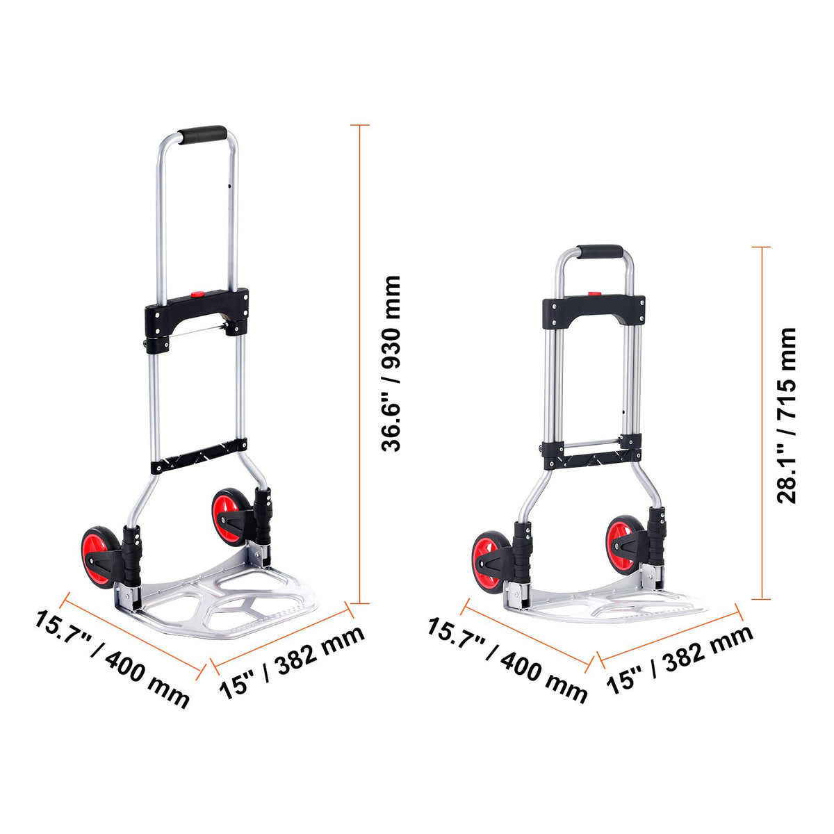 80kg Folding Hand Truck Aluminum Dolly Cart with Telescopic Handle